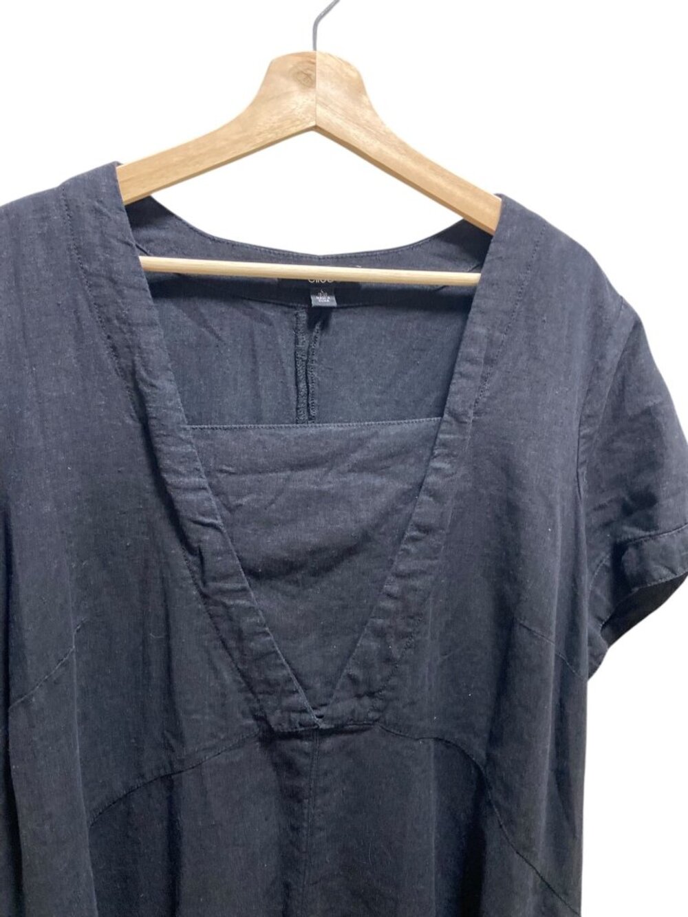 Ellos Linen Tunic Black Size L (18/20) Minimalist Spring Beach Coastal Vacation - Picture 8 of 13
